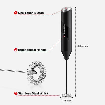 Milk Frother for Coffee, Battery Operated, Black | Fast Handheld Drink Mixer with Stainless Steel Whisk, Powerful Hand Frother, Creates Rich Foam6