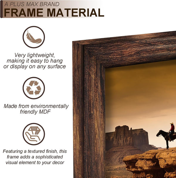 8X12 Picture Frame Set of 2 Brown Light Weight Tabletop and Wall Mount2