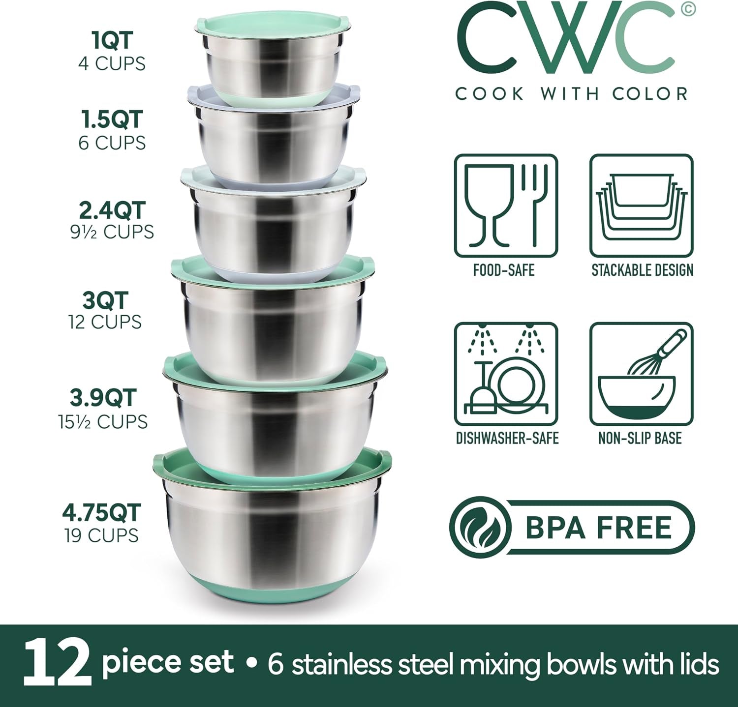 stainless-steel-mixing-bowls-set-with-lids-nesting-bowls-with-non-slip-bottom-sage-12-pieces