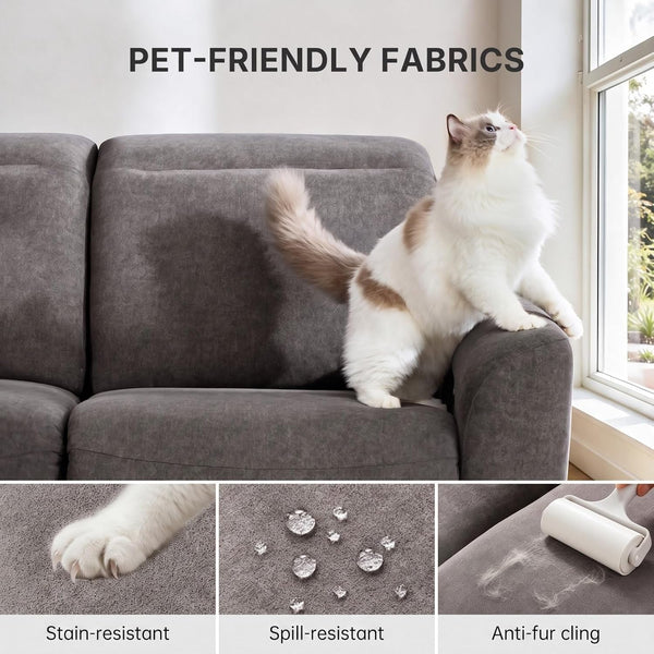 95" Power Recliner Sofa, Zero Gravity Reclining Sofa with Charging Ports, Adjustable Headrest, 3-Seater Modern Zero Wall Hugger Reclining Couches for Living Room, Pet-Friendly Fabric, Gray7