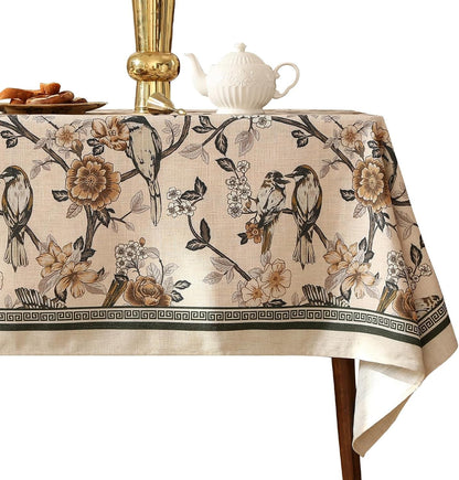 Designer Vintage Linen Long Tablecloth Rectangular,118"X67"-Murad A1