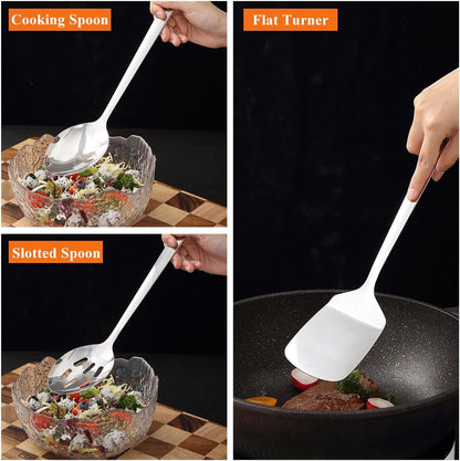 Stainless Steel Kitchen Utensils Set 4Pcs, Cooking Utensils Set, Kitchen Tools Spatulas Set, Cooking Spoons, Home Essentials Kitchen Gadgets Accessories6