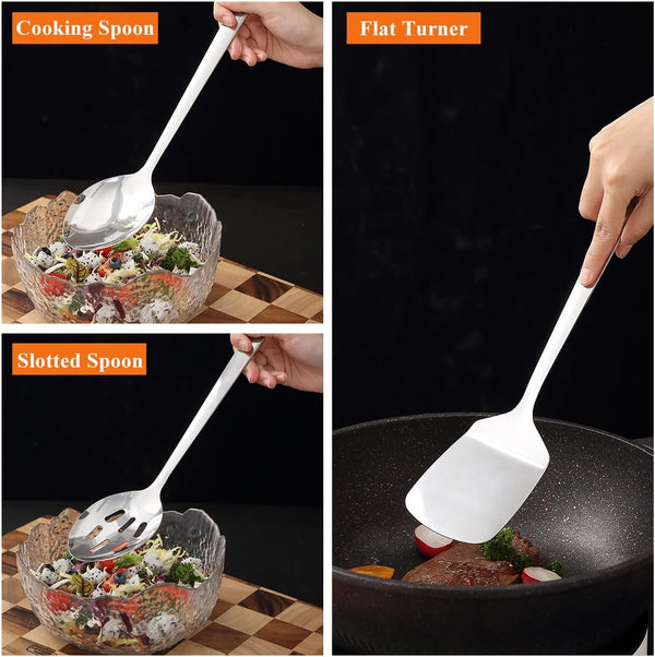Stainless Steel Kitchen Utensils Set 4Pcs, Cooking Utensils Set, Kitchen Tools Spatulas Set, Cooking Spoons, Home Essentials Kitchen Gadgets Accessories6