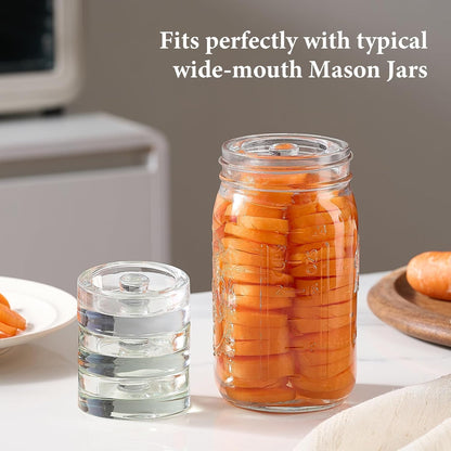 4-Pack of Fermentation Glass Weights with Easy Grip Handle for Great Wide Mouth Canning Mason Jars, Pickling Sourkrout Kraut Glass Weight Fermentation Kit with Easy Grip Handle, Dishwasher Safe2