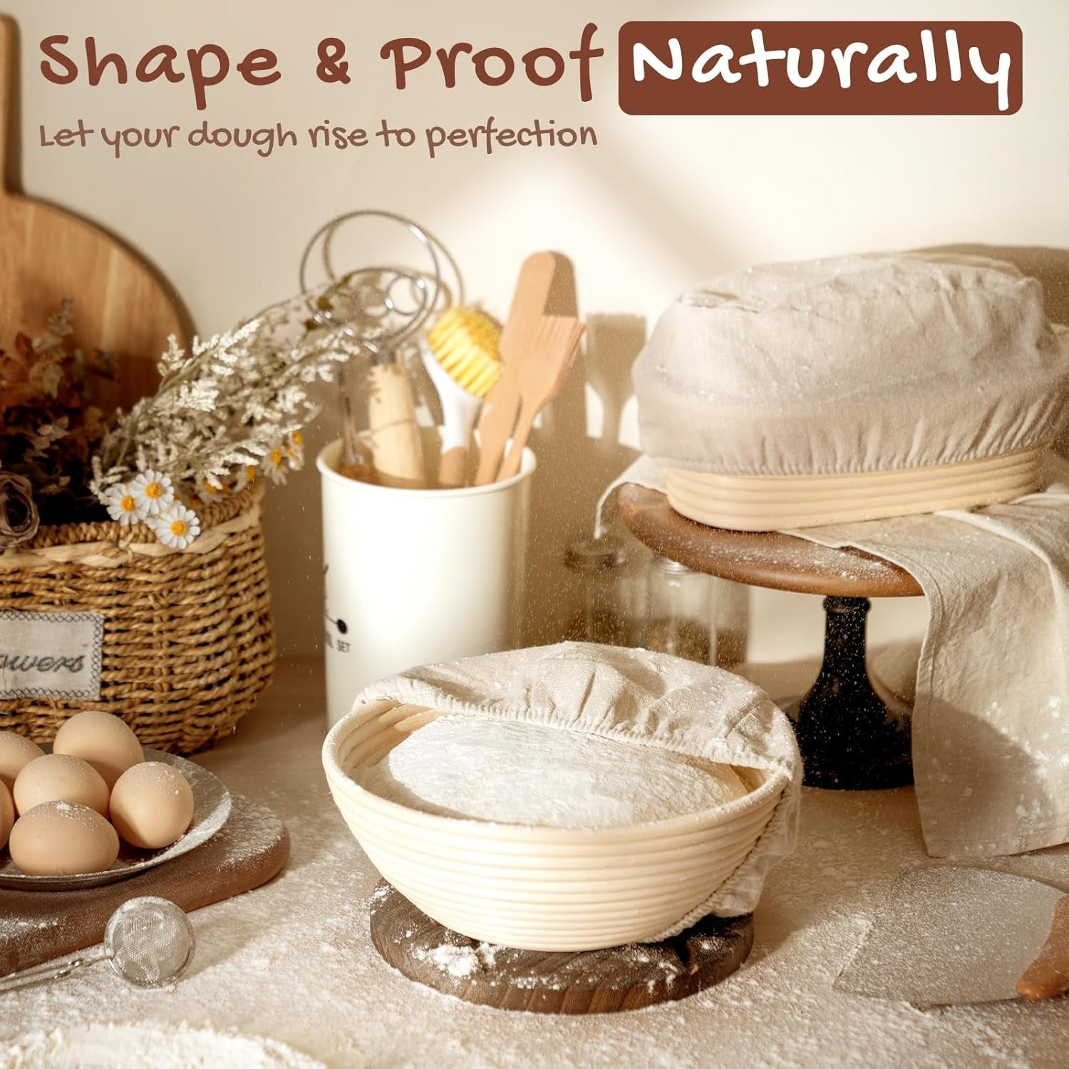 sourdough-starter-kit-with-round-oval-banneton-bread-proofing-basket-starter-jar-dough-whisk-scrapers-stencils-complete-sourdough-bread-baking-supplies-fathers-day-gift-for-men