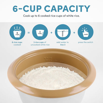 ® 6-Cup (Cooked) One-Touch Pot Style Rice Cooker with Corecoat™ Pfas-Free Nonstick Ceramic Surface (1.5 Quarts)5