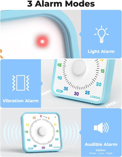 7.5-Inch Large Visual Timer, 60-Minute Classroom Timer Magnetic | Non-Ticking, 3-Level Volume, 3 Alarm Modes, Kids Countdown Timer for Classroom Kitchen Office ADHD, AA Batteries Included7