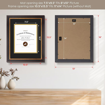11X14 Frame Black over Gold Double Mat for 8X10 Diploma3