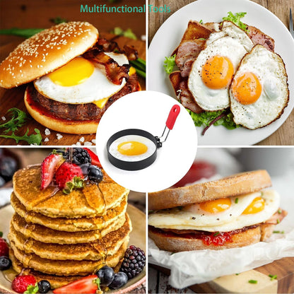 3.5" Egg Rings Set of 2 with Silicone Handle, round Mold for English Muffins,Pancake Mold for Indoor Camping Breakfast Sandwiches Egg Mcmuffins4
