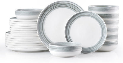 Stoneware Dinnerware Set for 8, 24-Piece Ceramic Plates & Bowls1