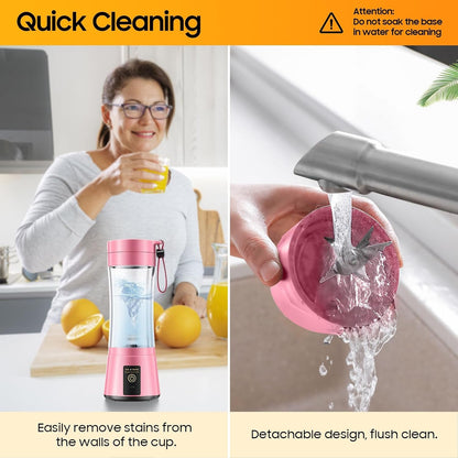 12Oz Personal Mini Portable Blender - Small Size Blender | Leak-Proof Travel Small Blender, Quick Mix, Easy Clean, 6 Steel Blades, Lightweight, Freshly Squeezed in Gym/Office/Travel7