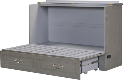 Palermo Murphy Cabinet Chest Bed with Charging Station 6 Inch, Queen (Silver Mist Grey)6