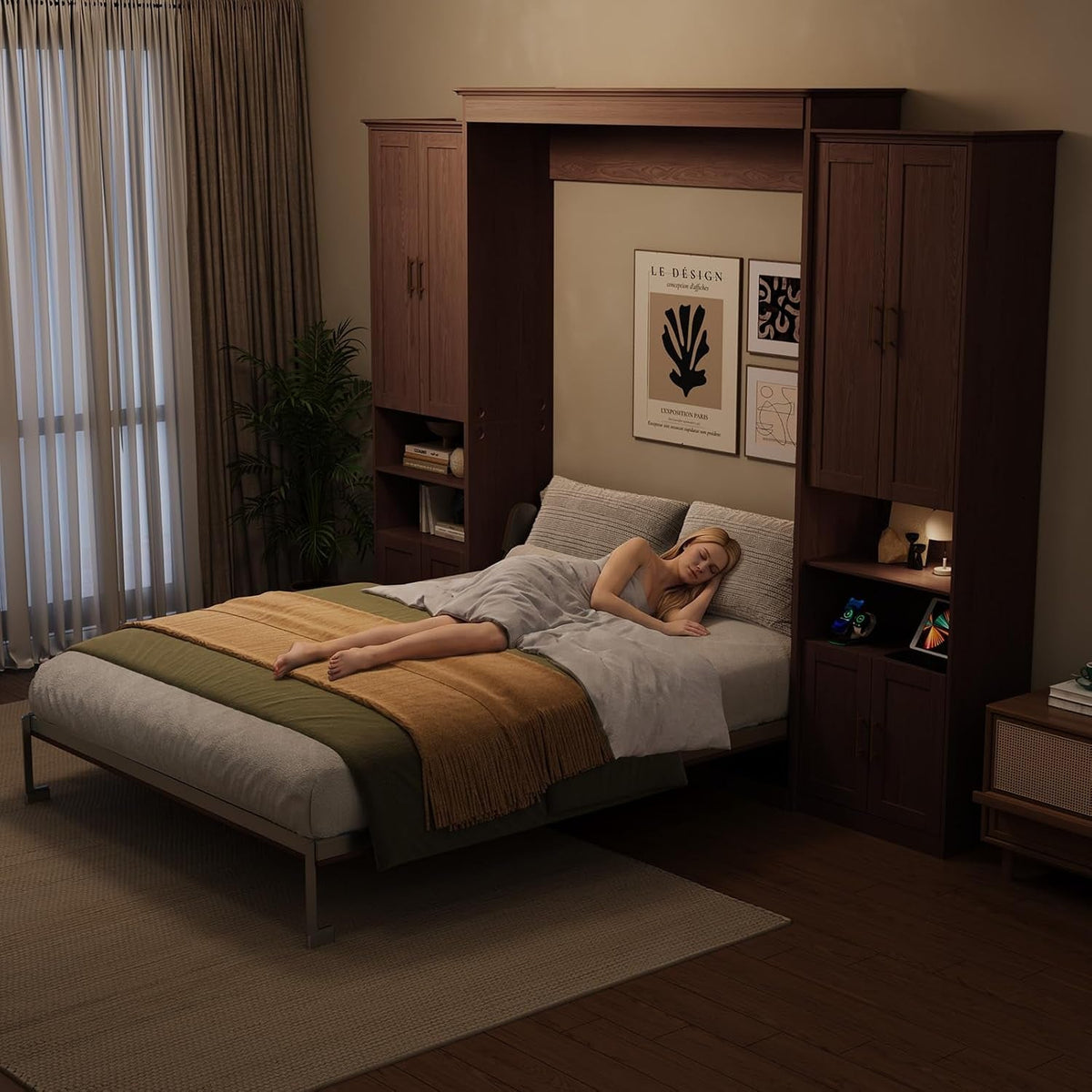murphy-bed-queen-with-2-storage-cabinets-and-usb-port-walnut