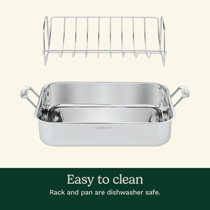 16-Inch Roasting Pan, Induction Compatible Premium Rectangular Roaster Pan with Rack, Stainless Steel Roasting Pan with Rack, Large Capacity, Dishwasher Safe3