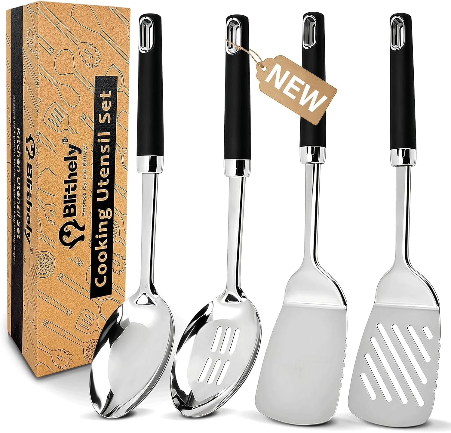 4pcs-stainless-steel-cooking-spatula-spoon-set-metal-cooking-utensils-set-with-anti-scald-handle-heat-resistant-kitchen-utensils-set-with-turners-serving-spoon-ladle-skimmer-pasta-server