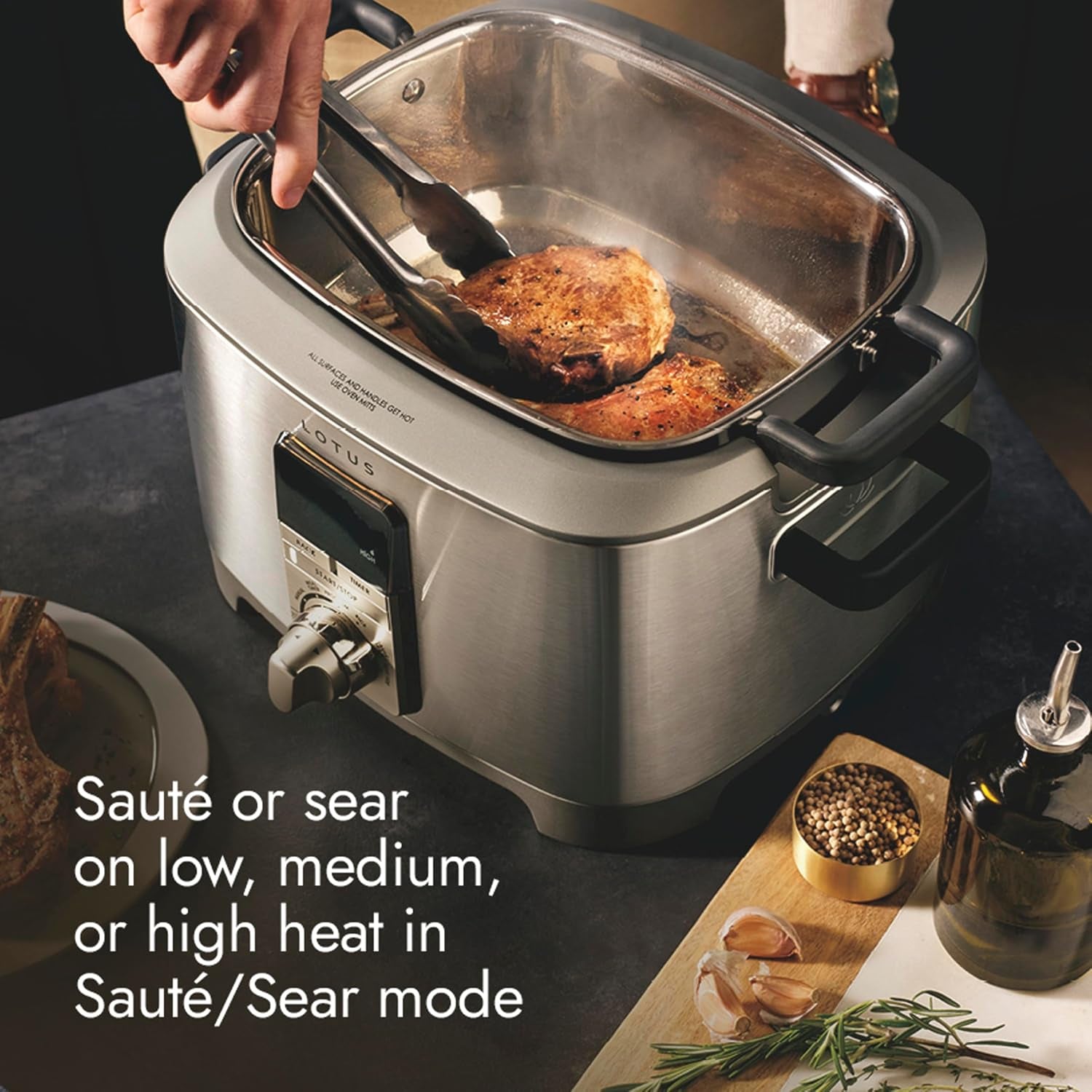 multi-function-cooker-with-tri-ply-dutch-oven-slow-cooker-sous-vide-cooker-rice-cooker-the-sous-1300-watts-7-quart-capacity-stainless-steel-professional-series-ltssc500