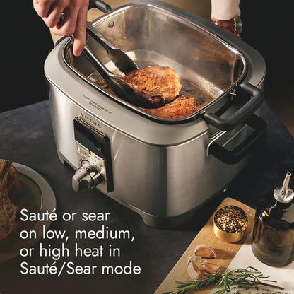 Multi-Function Cooker with Tri-Ply Dutch Oven, Slow Cooker, Sous Vide Cooker, Rice Cooker, the Sous, 1300 Watts, 7-Quart Capacity, Stainless Steel, Professional Series, LTSSC5004