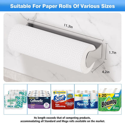 Paper Towel Holder under Cabinet, Wall Mount, Stainless Steel, Silver5