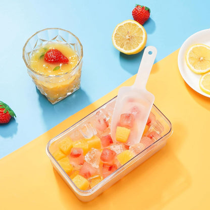Ice Cube Tray with Lid and Bin, Easy Release 56 Cubes for Freezer | Food-Grade Bpa-Free PP and ABS. Ice Cubes for Fruit, Cocktails, Iced Coffee. Space-Saving Stackable with Scoop9