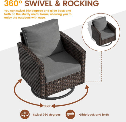 Patio Furniture Set with Swivel Rocking Chair, 6 Pcs Outdoor Couch4