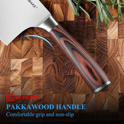 Cleaver Meat Knife 7 Inch, Heavy Duty with German High Carbon Stainless Steel 1.4116 Chopper Vegetable Knife with Ergonomic Pakkawood Handle Gift Box4