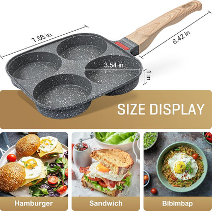 Egg Pan, 4-Cup Egg Frying Pan with Lid, Nonstick Aluminium Alloy Egg Cooker for Breakfast, Pancake, Burger, Sandwiches, Suitable for Gas Stove & Induction Cookware7