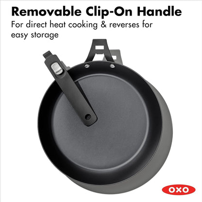 OXO Outdoor Pre-Seasoned Carbon Steel 10" Frying Pan Skillet, Detachable Handle for Easy Storage, Indoor Use, Nonstick with Use, Induction Suitable,Oven & Broiler Safe,Browning, Grill,Sear,Saute,Black7