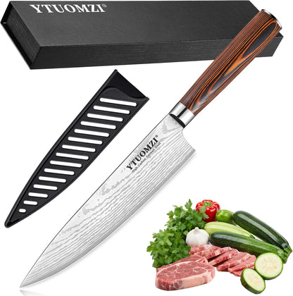 Razor-Sharp Chef Knife, 8-Inch High Carbon Stainless Steel Chef'S Knife for Home Kitchen & Restaurant, 8" Chef Kitchen Knife with Sheath & Gift Box, Ergonomic Handle1