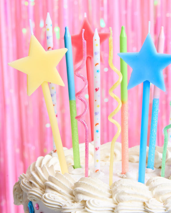 14Pc Novelty Birthday Candles | Star Glitter Pastel Party Decor4