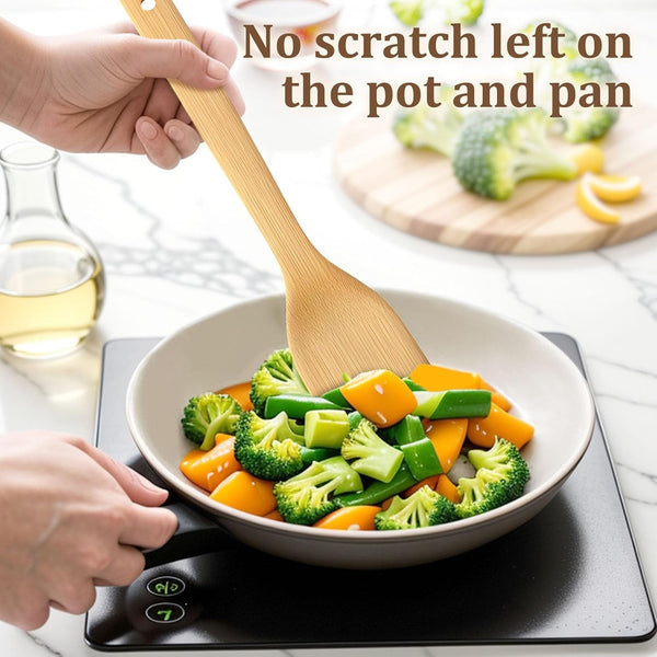 Bamboo Kitchen Utensils Set – 6-Piece Wooden Cooking Set for Nonstick Cookwares and Cast Iron Pans, Durable Wooden Spoons, Perfect Housewarming Gifts, Apartment Essentials3