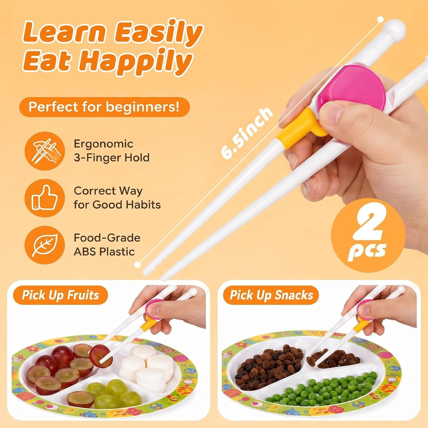 kids-chopsticks-2-pairs-training-chopsticks-for-toddlers-beginners-children-learning-practice-hand-eye-coordination-development-non-slip-grip-fun-everyday-dining-tool-for-kids