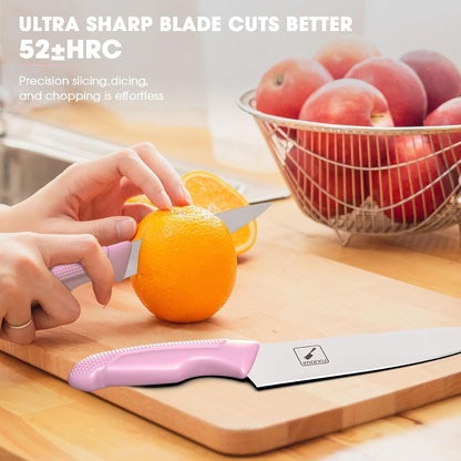 14-Piece Kitchen Knife Set, High-Carbon Stainless Steel,Pink4