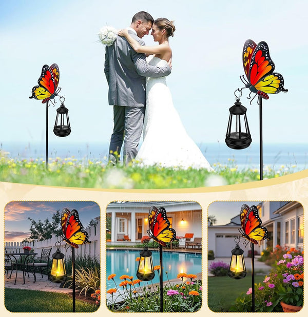Solar Garden Light Outdoor, Waterproof Metal Butterfly Stake with Lantern4