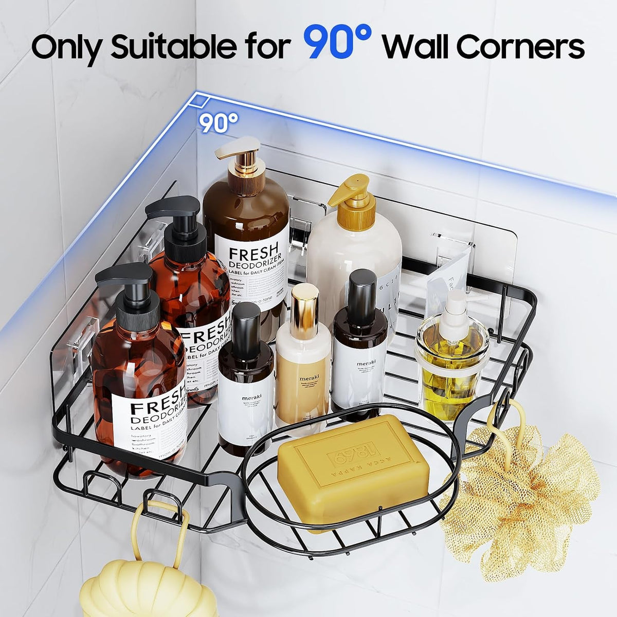 corner-shower-caddy-rustproof-shower-organizer-with-soap-holder-and-8-hooks-no-drilling-adhesive-shower-shelves-for-inside-shower-large-capacity-shower-rack-for-bathroom-shower-storage-black
