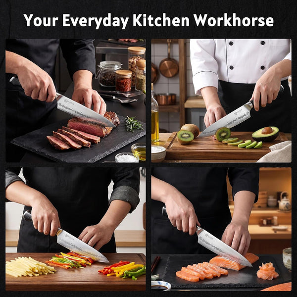 Chef Knife 8 Inch, Ultra Sharp Kitchen Knife 62 HRC, 9-Layer High Carbon Steel Professional Chefs Knife with Full Tang Ergonomic Wood Handle, Meat Vegetable Slicing Knife,Gift for Men Women2