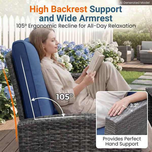 4 Piece Outdoor Wicker Patio Furniture Set for All Weather4