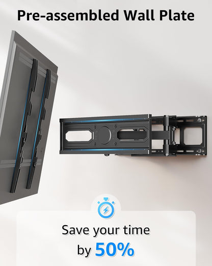 Econome TV Wall Mount for Most 32-65 Inch Flat Screen/Led/4K Tvs, TV Mount with Swivel and Tilt Articulating Dual Arms, Full Motion Wall Mount up to 16” Stud, Max VESA 400X400Mm, up to 99Lbs3