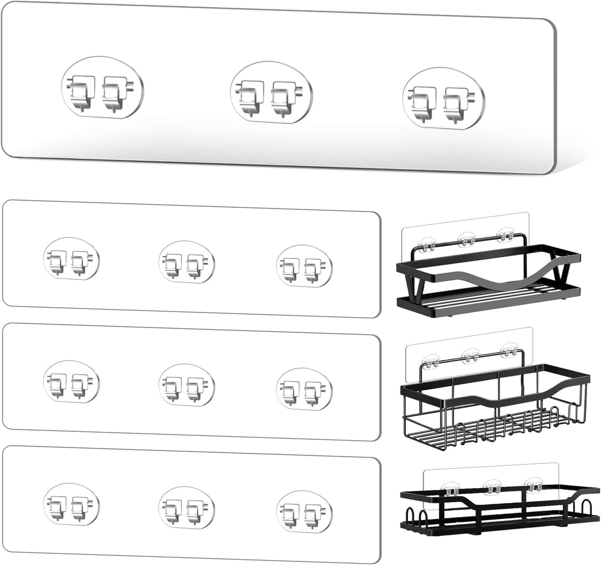 4-pack-shower-shelf-adhesive-replacement-no-drilling-transparent-adhesive-hooks-stickers-strong-wall-hook-strip-for-shower-caddy-basket-and-bathroom-shelf-kitchen-racks-3-hooks