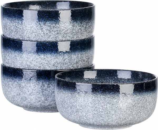 Cereal Bowls - 36 Ounce, Japanese Noodle Bowl Set, Ceramic Bowls for Kitchen, Breakfast, Oatmeal, Microwave and Dishwasher Safe, [Set of 4], Dark Blue1
