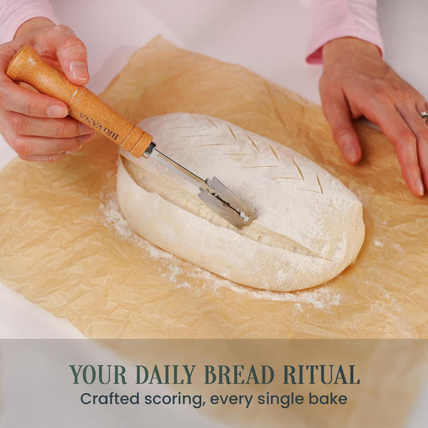 Bread Lame Sourdough Scoring Tool, Bread Scoring Tool with Beech Wood Handle, Protective Cover & 5 Replacement Blades, Dough Scoring Tool for Sourdough Bread5