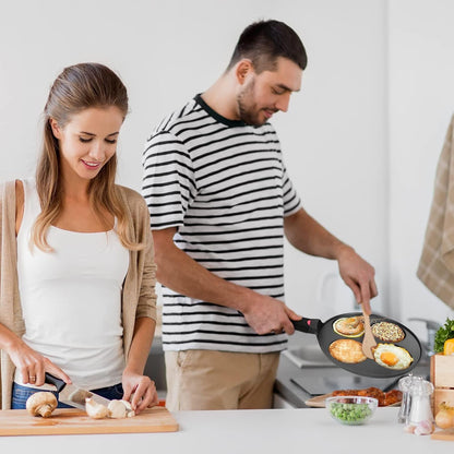 Pancake Pan Nonstick-Suitable for All Stovetops & Induction Cooker, 10.5 Inch Mini Silver Dollar Grill Blini Griddle Crepe Pan, 4 Molds Cake Egg Skillet, 100% PFOA Free Coating7
