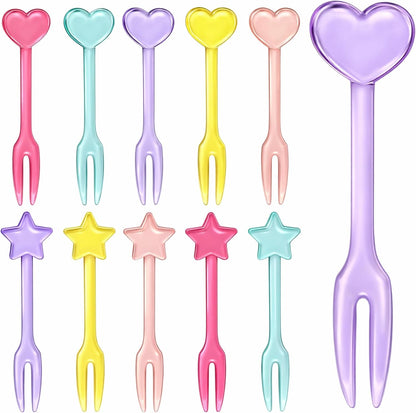 30 Forks for Kids - Fruit Picks, Bento Box Picks, Reusable Mini Toothpick Sticks, Heart Dessert Forks for Children Party and Lunch Box1