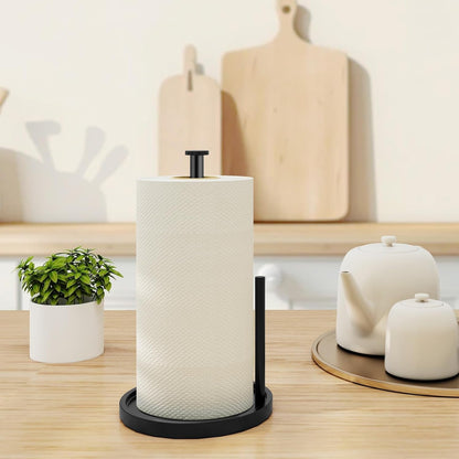 Paper Towel Holder Countertop, Standing Paper Roll Holder with anti Slip Weighted Base, Stainless Steel Freestanding Paper Towel Holder for Kitchen, Black8