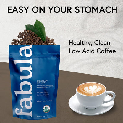 Coffee Dark Roast Whole Beans - Organic - Low Acid - Single Origin - Non GMO - Mold Free - 12 Ounces5
