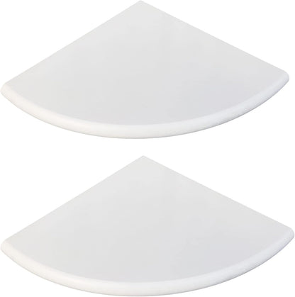 2 Pcs White Marble Corner Shower Shelf for Bathroom, 9'' X 9'' X 0.8'' Marble Corner Shelves for Bathroom Wall Mounted Both Side Polished1