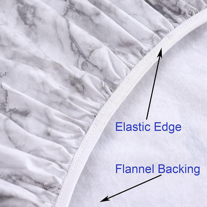 round Vinyl Fitted Tablecloth with Flannel Backing Elastic Edge Design Table Cover Waterproof Oil-Proof PVC Table Cloth Stain-Resistant Best for 37"-44" Round6