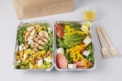 Aluminum Pans with Lids (50-Pack, 8.5"×6") 2.25 LB Capacity Foil Food Containers with Lids - 50 Pans and 50 Cardboard Covers - Disposable Tin Foil Pans - for Baking, Meal Prep and Freezer, Takeout6