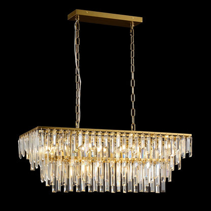 Gold Modern Crystal Chandelier, 32" Long Dinging Room Light Fixture1