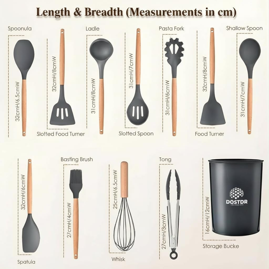 12-piece-silicone-kitchen-cooking-spoon-set-wooden-handle-holder-small