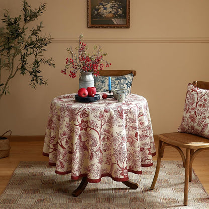 Designer French Linen round Tablecloth,Diameter 55"-Ruyi A7